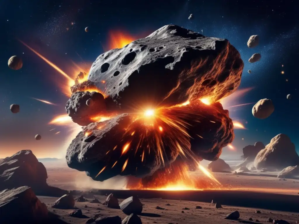 The photograph captures the intensity of a massive asteroid, hurtling through space and leaving a trail of debris in its wake