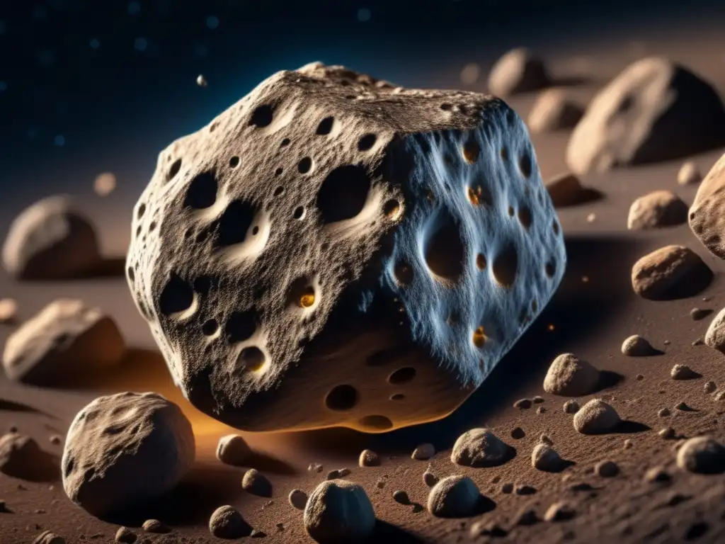 A stunning, photorealistic closeup of Asteroid Hermione reveals its intricate, irregular shape