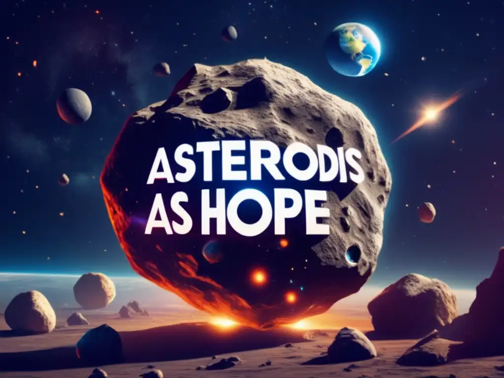 Asteroid, radiating hope with the bold text 'Asteroids as Symbols of Hope' beneath it
