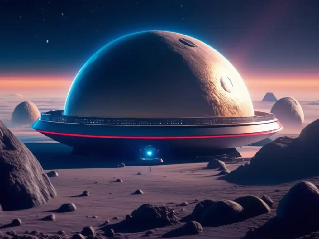A stunning photorealistic depiction of an asteroid-based station in 'Star Blazers', ready for its next cosmic adventure