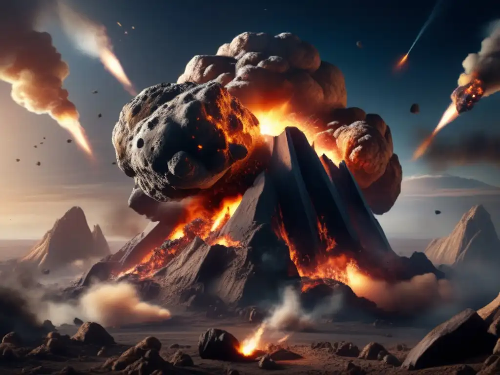 Dash: -A terrifying image of an asteroid obliterating Earth, 70 million years ago, leading to the extinction of dinosaurs