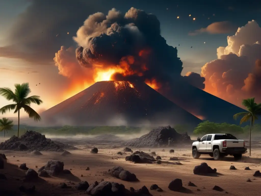 Asteroid impact obliterates Yucatan Peninsula, leaving behind debris and dark clouds in this highly-detailed photorealistic painting, captured in full contrast to emphasize the chaos and destruction caused