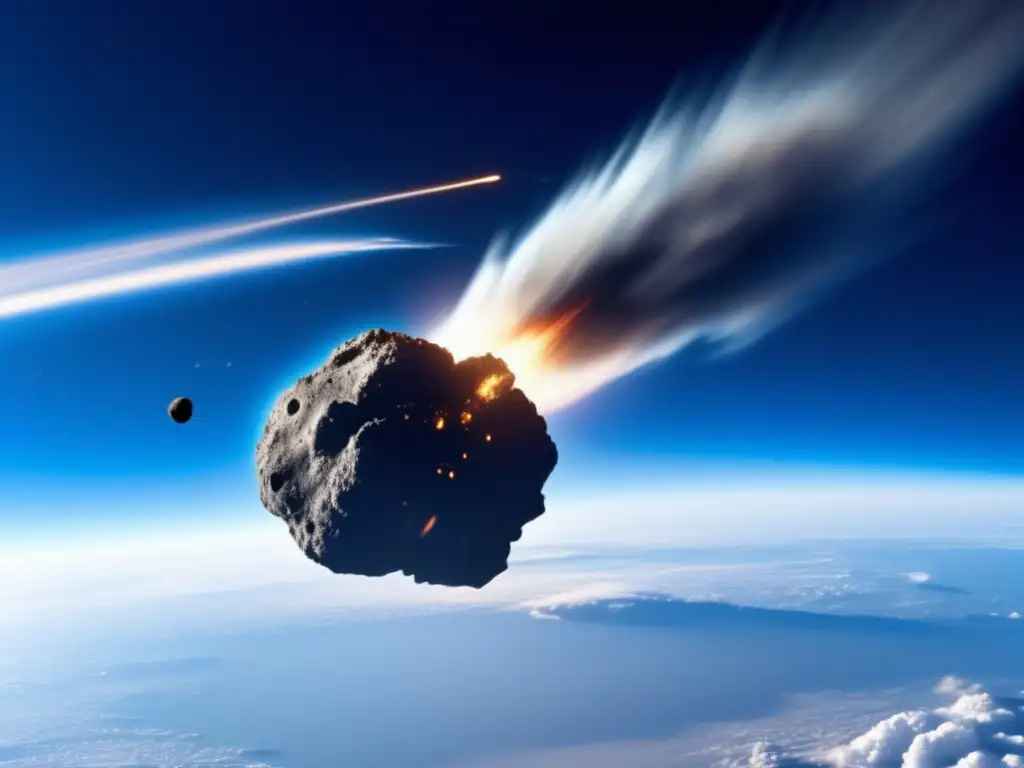 An asteroid impact event in space shows the raw power of nature, as reflective surface highlights details of the crater on the asteroid in a photorealistic depiction