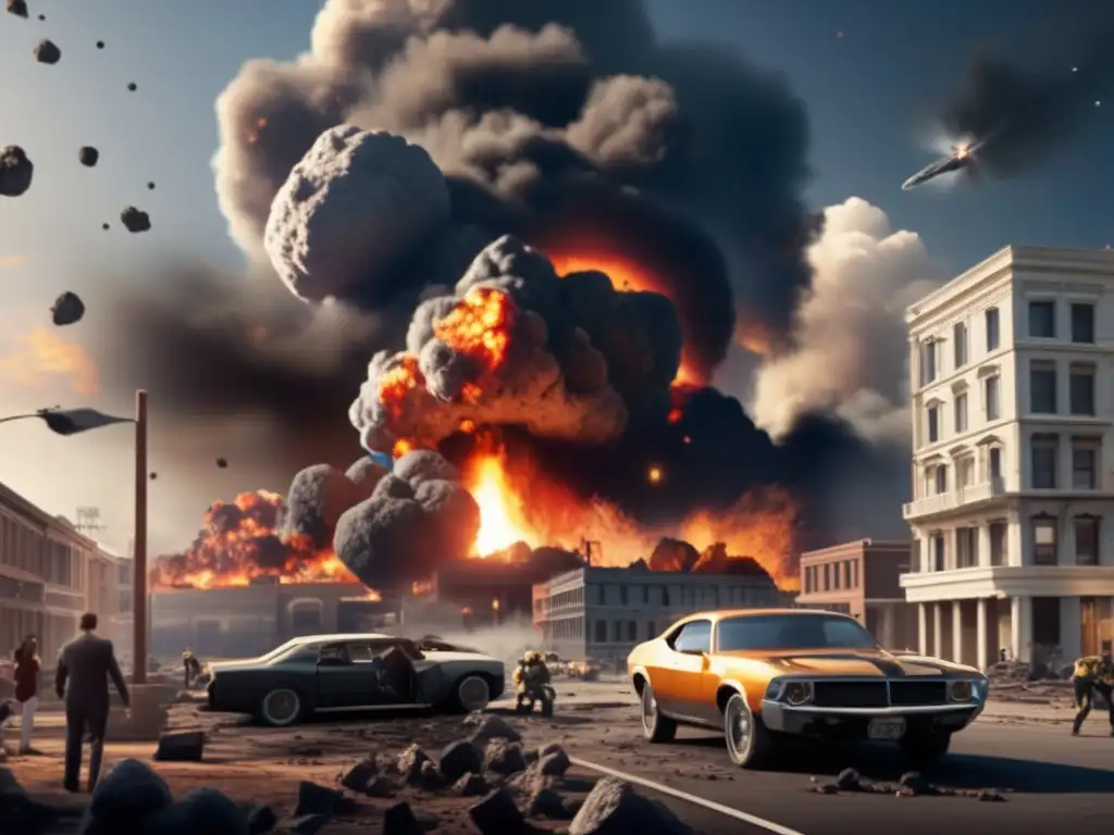 Destruction reigns in the aftermath of an asteroid impact on Earth, as depicted in 'The Day the Earth Caught Fire