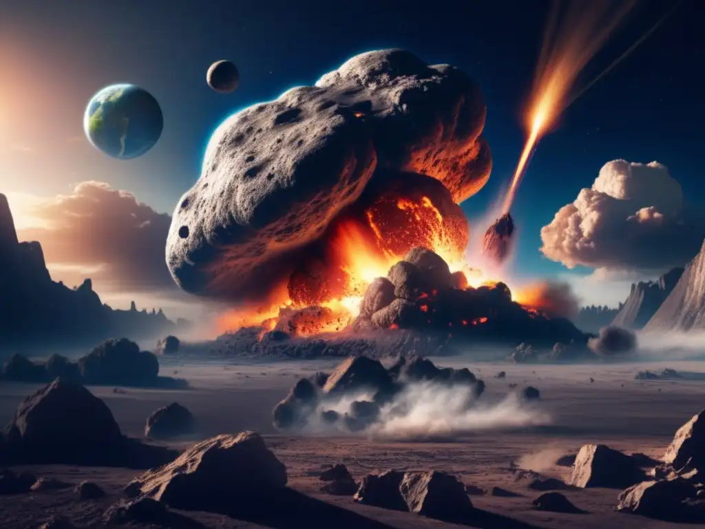 A devastating event, captured in detail: A massive asteroid collides with Earth, unleashing destruction and chaos