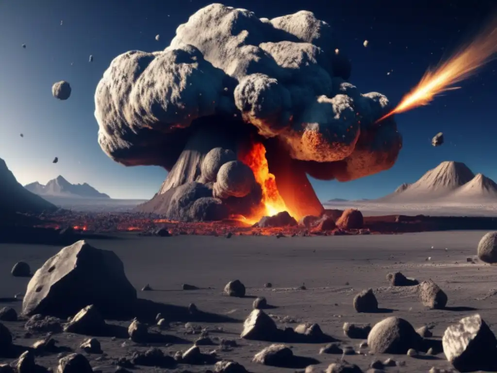 An asteroid impact on Earth's surface, captured in stunning detail and magnification