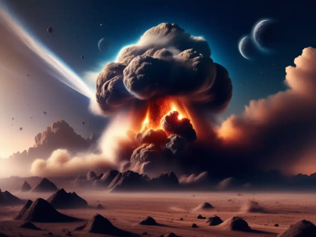 Asteroid heeds its call, smashing into mother Earth - causing a thick dust storm that blankets the land & seas