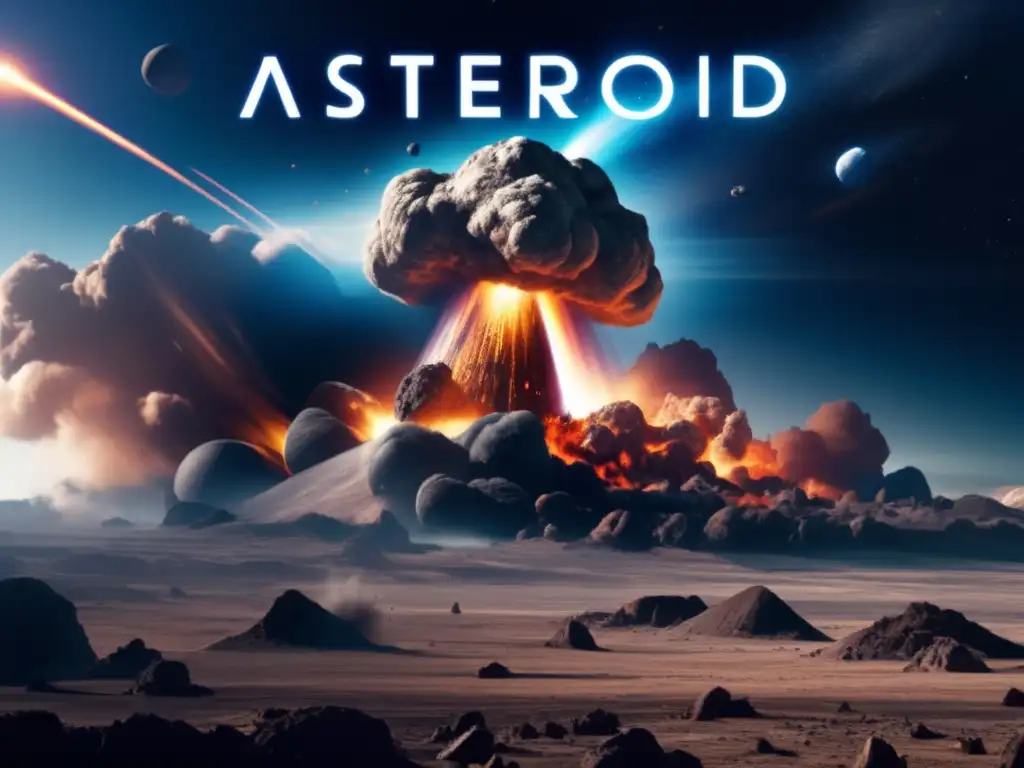 An asteroid collides with Earth, causing devastation in a photorealistic image