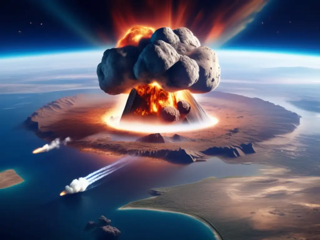 Devastation reigns as an asteroid struck Earth, leaving vast areas of destruction, smoke, and debris in its wake