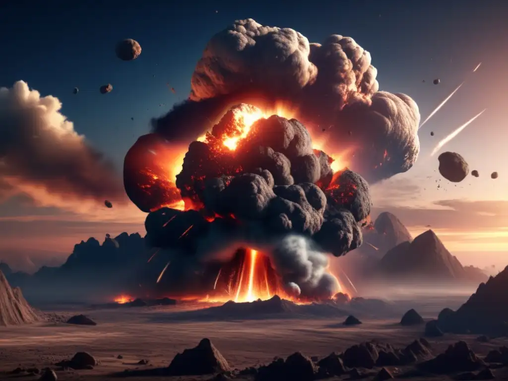 Dash: A photorealistic image of a massive asteroid impact on Earth, depicting the destructive explosion and its aftermath