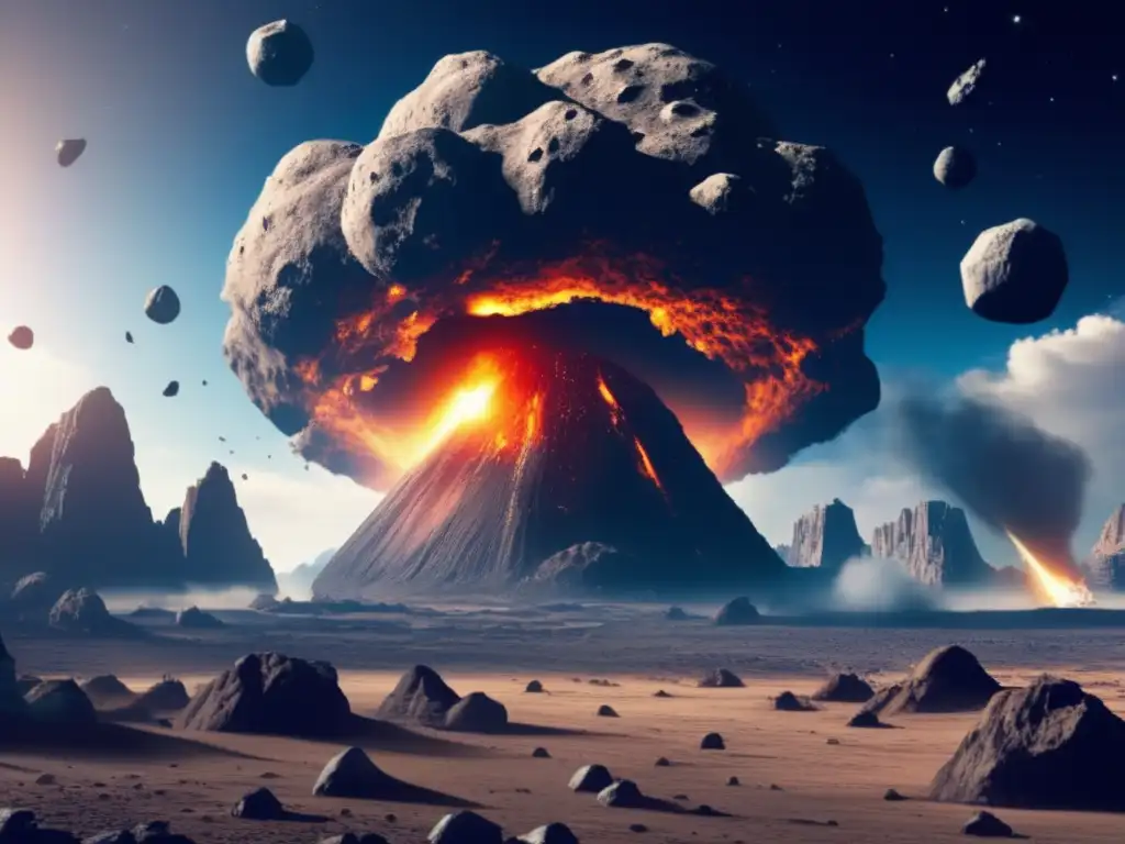 A massive asteroid striking Earth, wreaking havoc on ecosystems and wildlife, leading to mass extinction