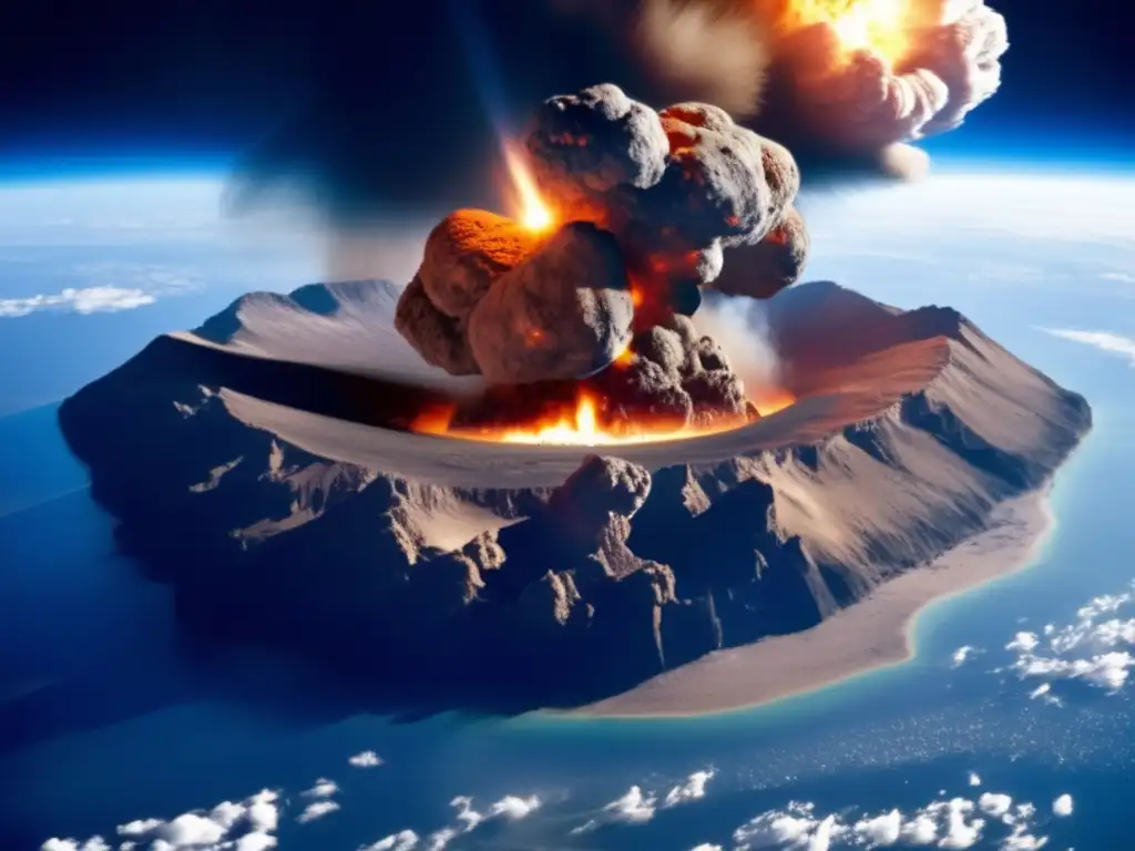 The photo captures the devastating impact of an asteroid collision on Earth's atmosphere during the explosion phase