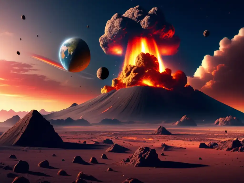Aftermath of an asteroid impact on planet Earth, the once-vibrant surface became a scene of devastation