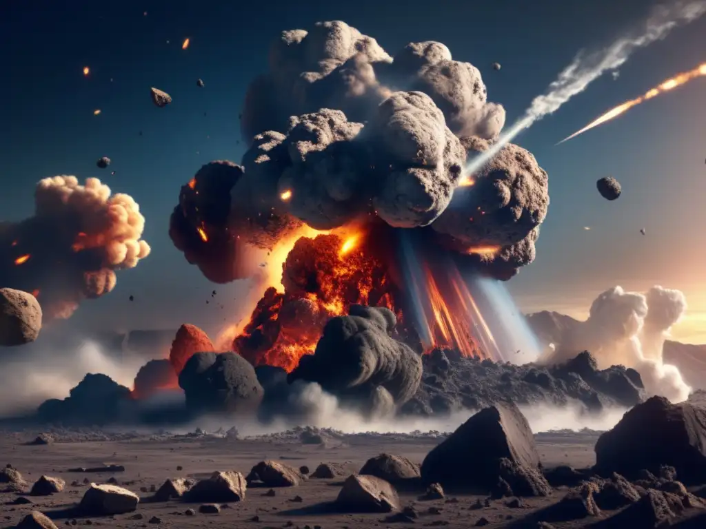 Asteroid collision on Earth: Realistic depiction of debris and destruction caused by extreme collision