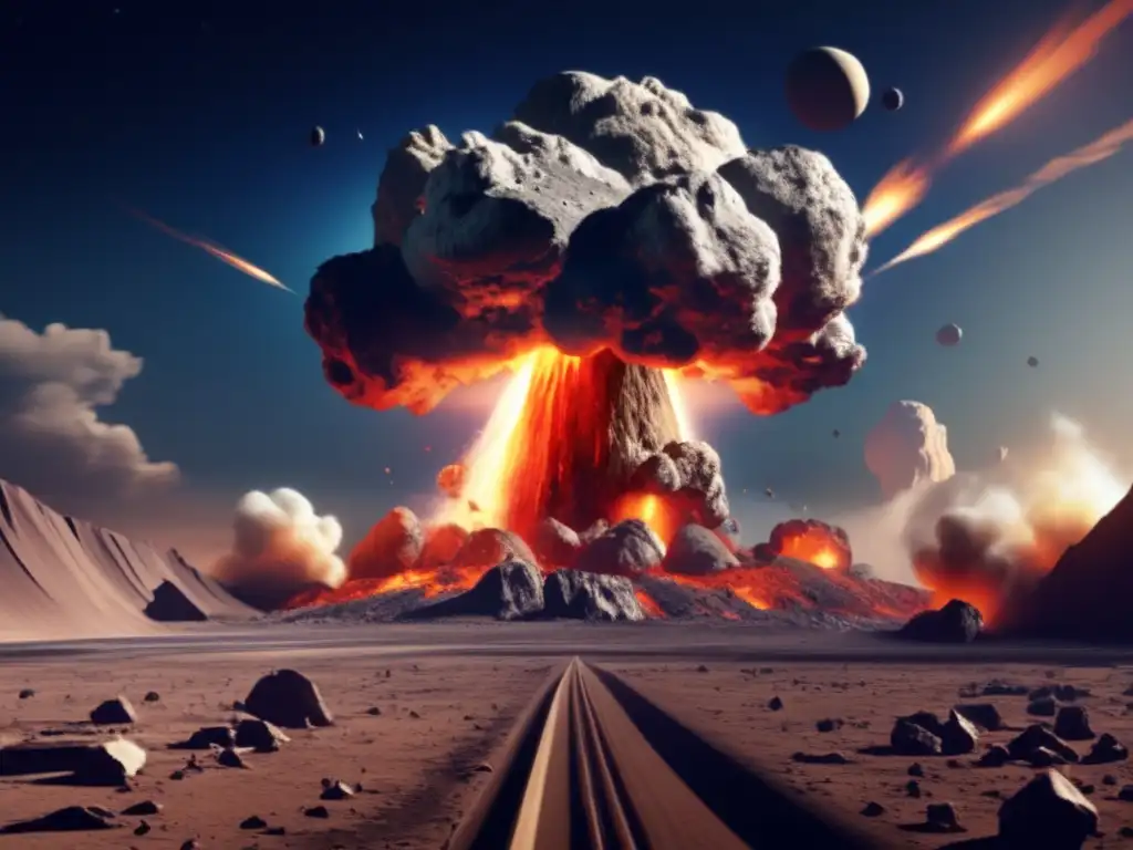 A photorealistic illustration of a catastrophic asteroid impact on Earth, attributed to NASA