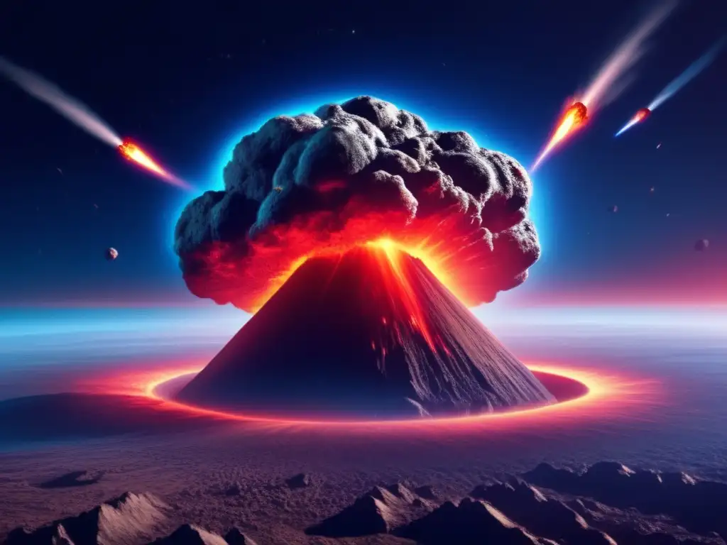 A massive asteroid impact on Earth is brought to life through high-resolution, photorealistic artwork