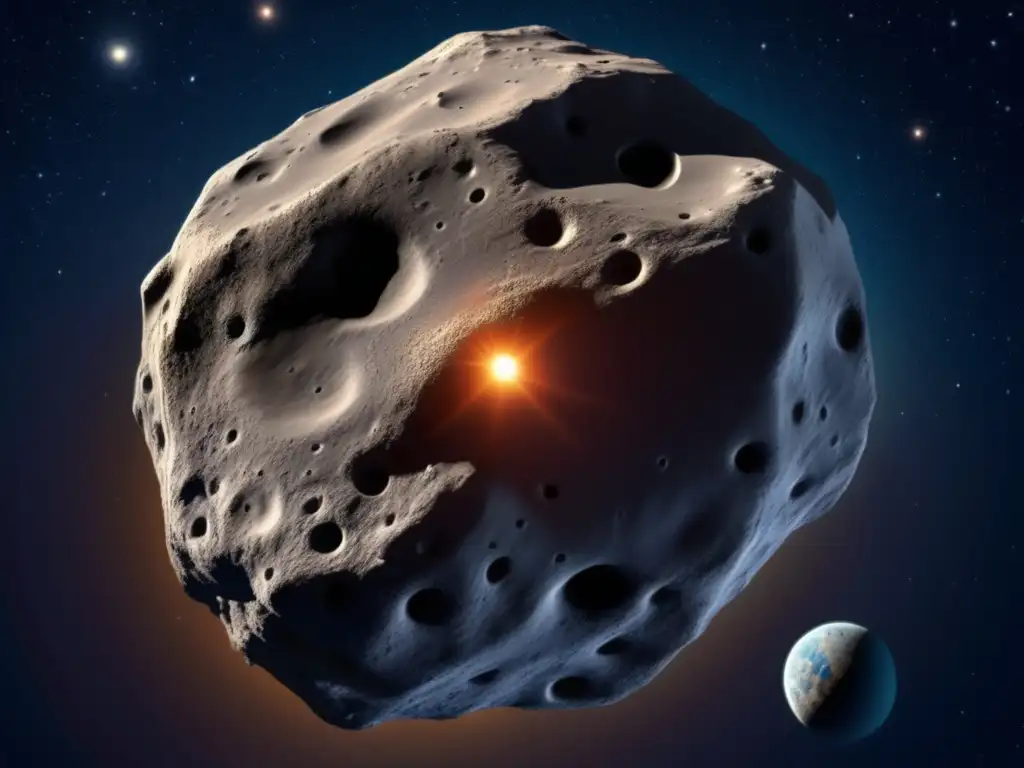 A breathtaking photorealistic image of Interamnia, a solitary asteroid in tranquil space