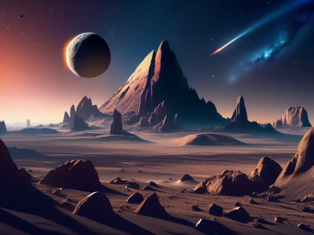 This asteroid landscape is a masterpiece of photorealism, with spires reaching for the sky and jagged edges dominating the visual