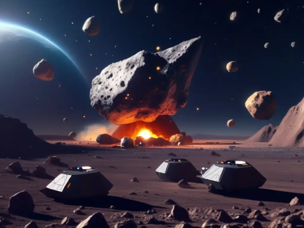  ‍  A photorealistic depiction of an asteroid mining operation