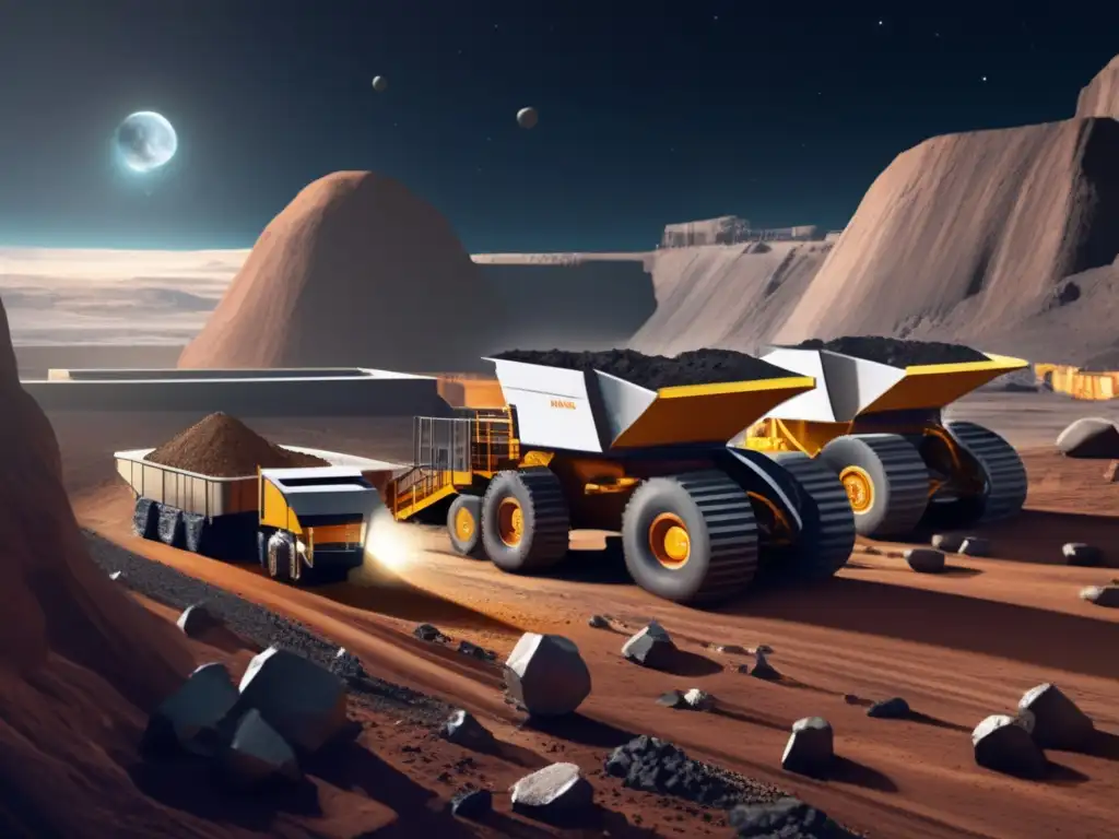 A photorealistic image of an underground asteroid mining facility showcases the innovative and sustainable practices being used to minimize the impact on the planet and its resources