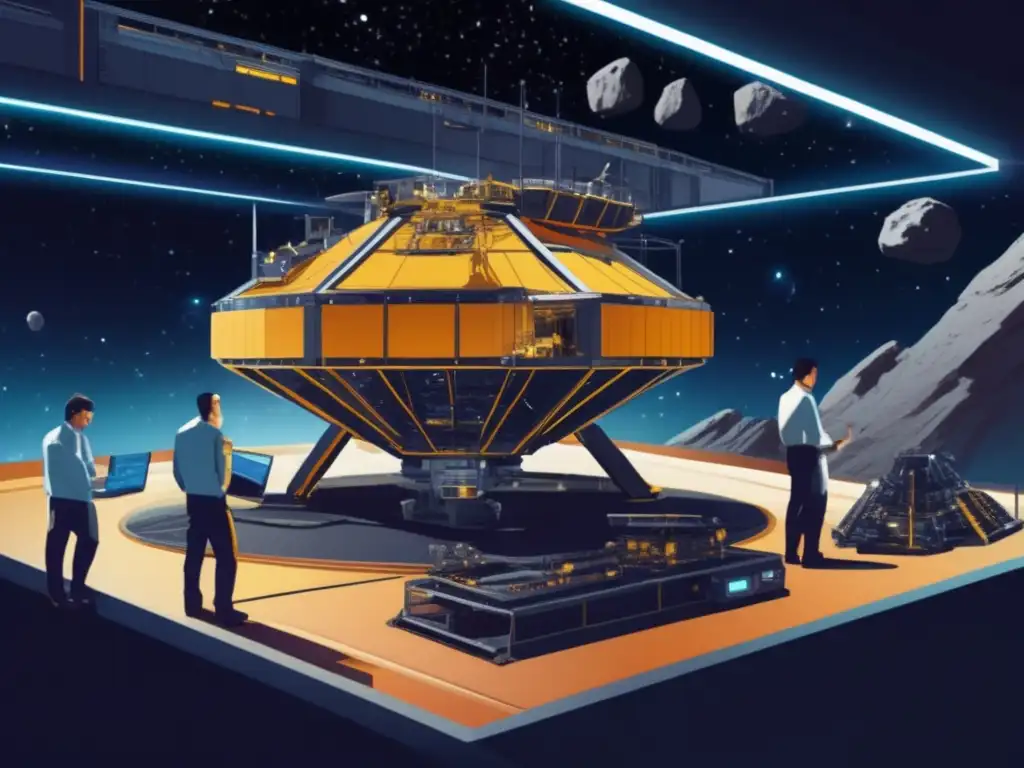 A dynamic, photorealistic depiction of the asteroid mining rig