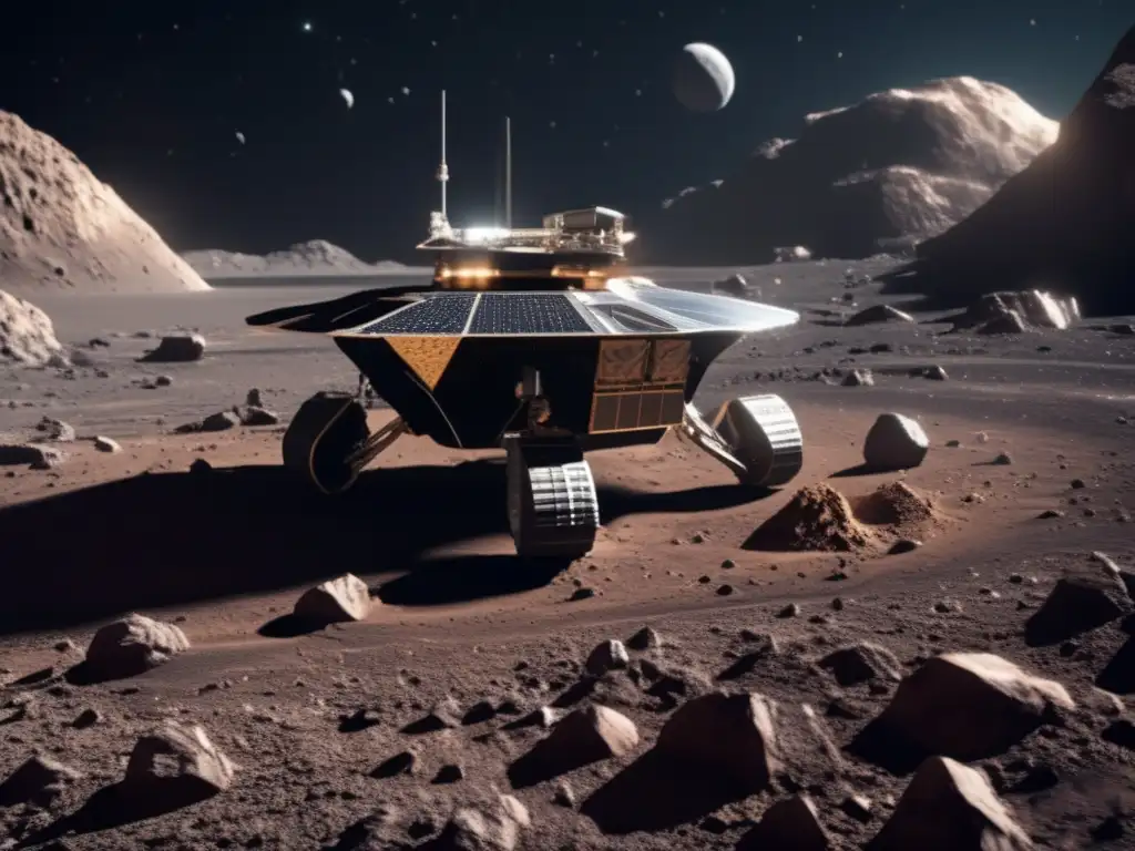 Landing on a Rocky Asteroid: An Exciting Adventure in Science and Technology ---
This stunning image captures the essence of future asteroid mining missions, with a photorealistic style that reflect the scientific and technological aspects of the topic