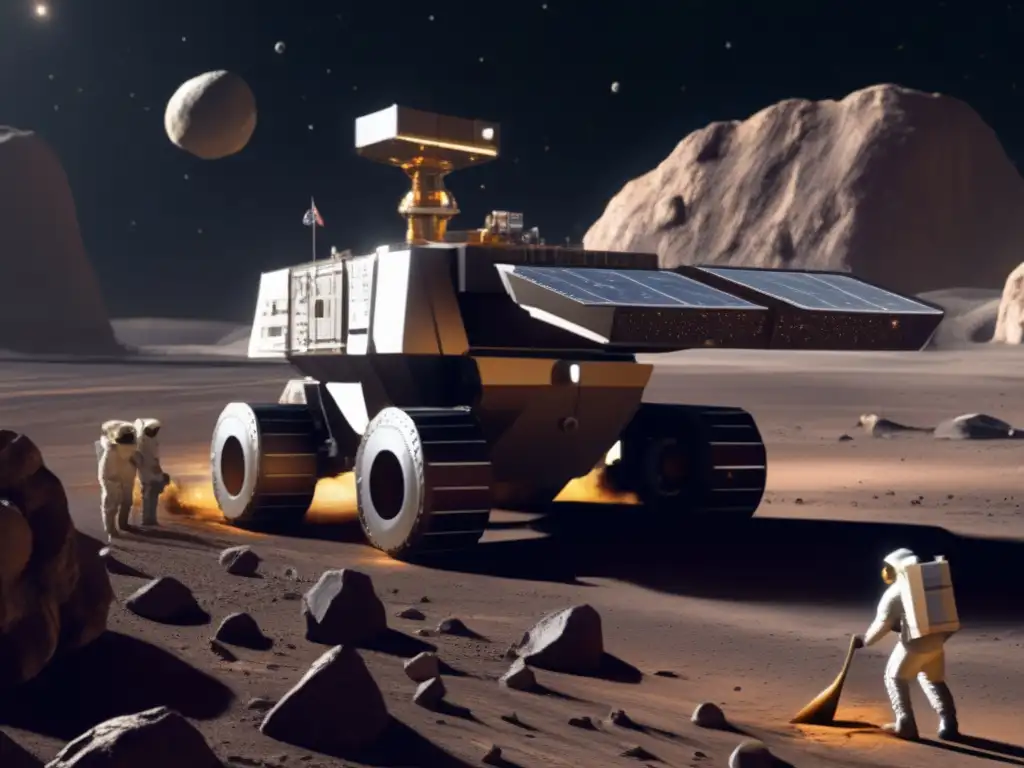 Dash: An impressive photorealistic image of astronauts mining precious metals on an asteroid