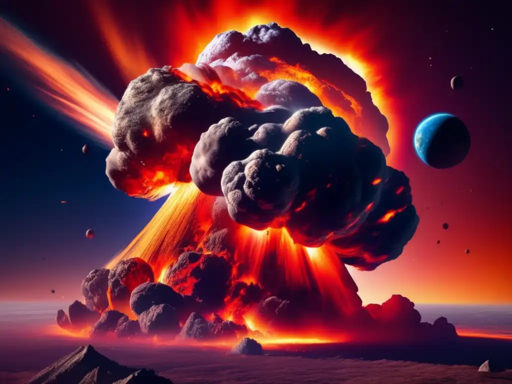 A massive asteroid collides with Earth's atmosphere, causing the sky on fire effects