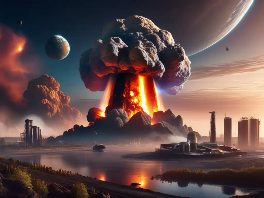 The photorealistic image of a massive asteroid serves as a warning to humanity