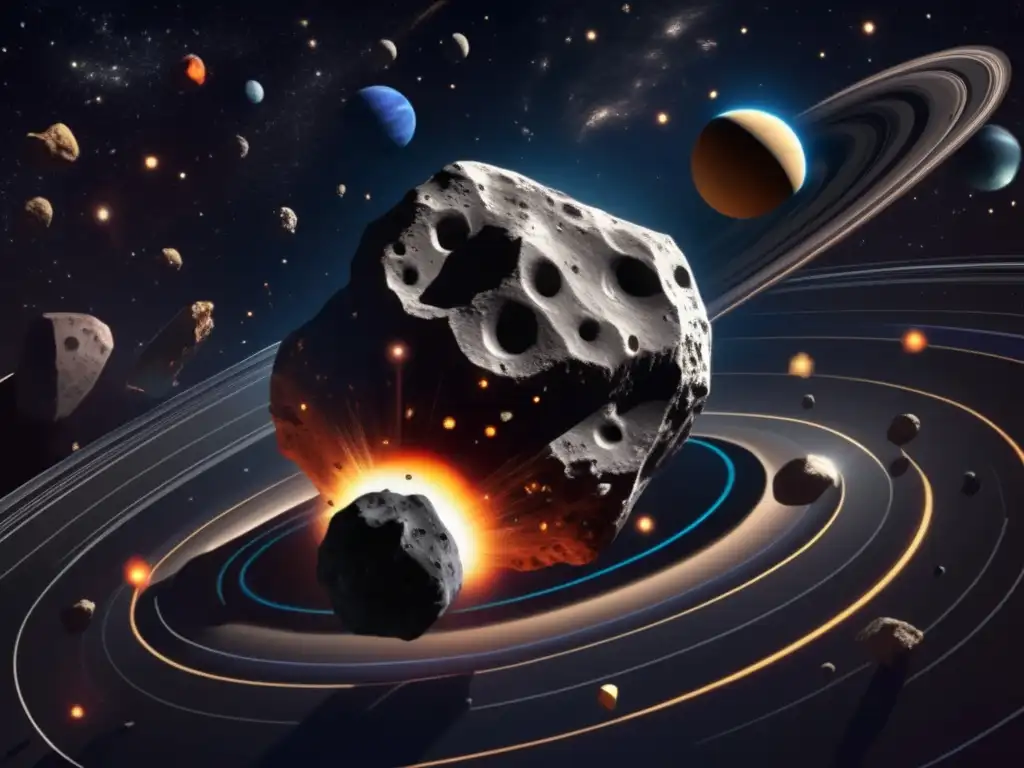 Asteroid Configuration-- A stunning photorealistic image of an asteroid situation with detailed symbols and labels