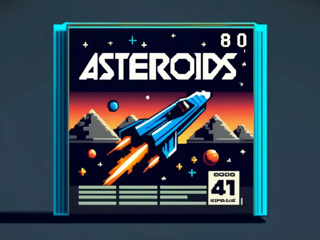 Unveil the meticulous artistry of 'Asteroids' with this high-resolution, close-up image of a classic 8-bit video game cartridge