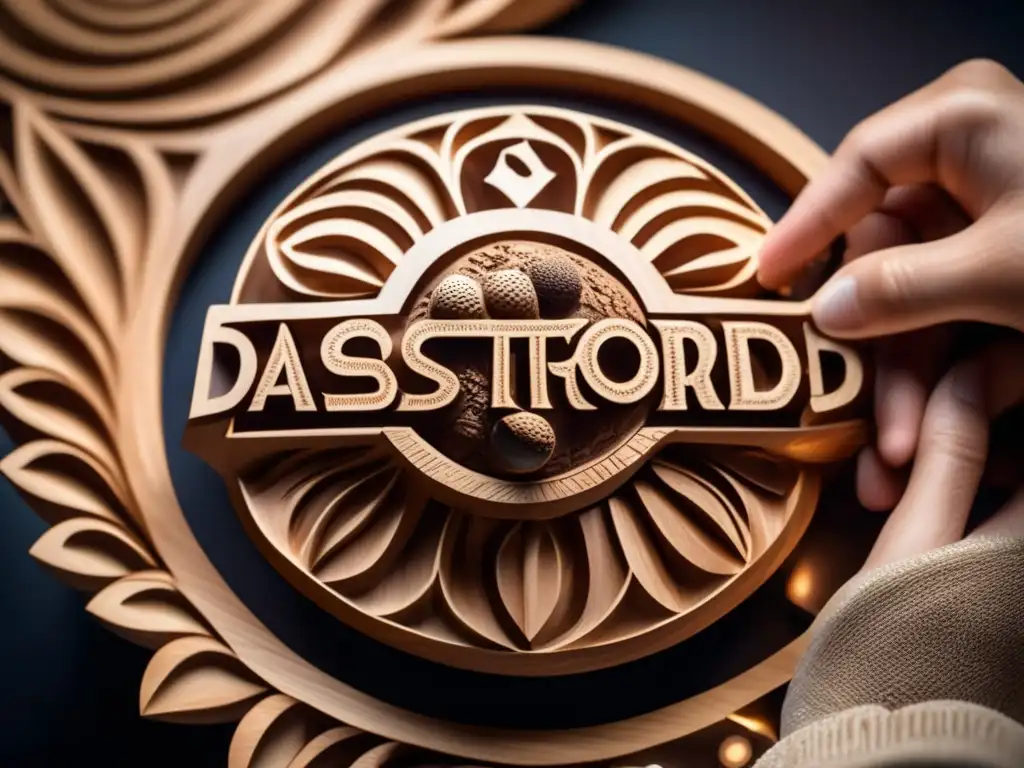 A masterful artisan carefully chisels away at the wooden sculpture of an asteroid, revealing the letter 'D' at its center