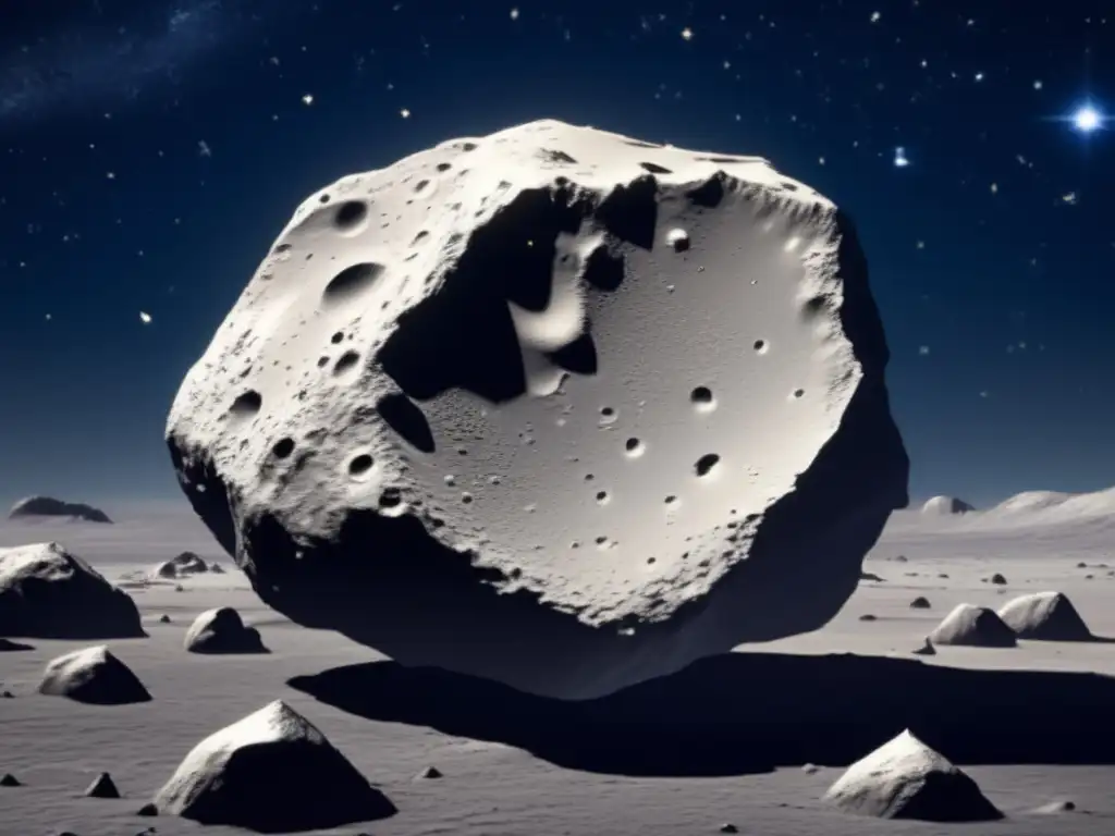 Sylvia, the enigmatic asteroid mentioned in the article, is depicted in a highly detailed photorealistic image