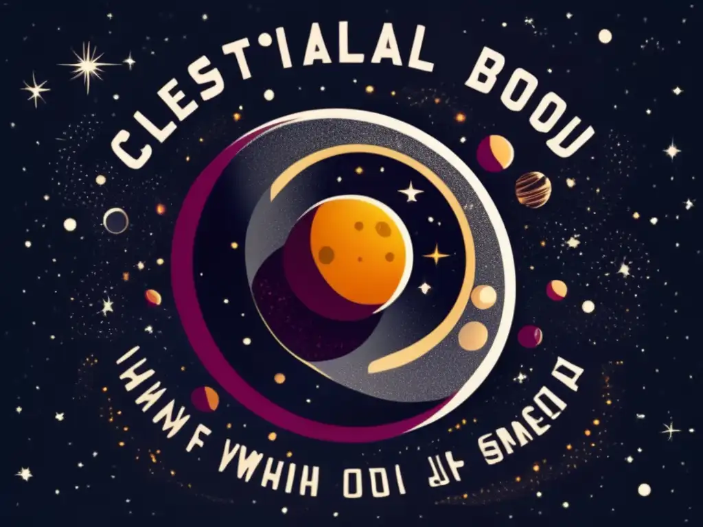 An astral body floats effortlessly in the cosmic void, marked with ancient Tamil symbols-