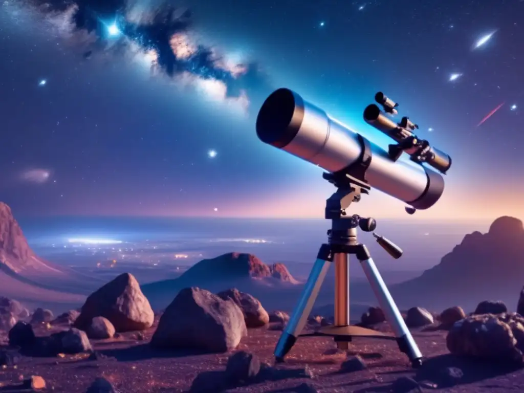 Take a closer look at the night sky through the powerful telescope and witness the awe-inspiring sight of asteroids and nebulae in stunning detail