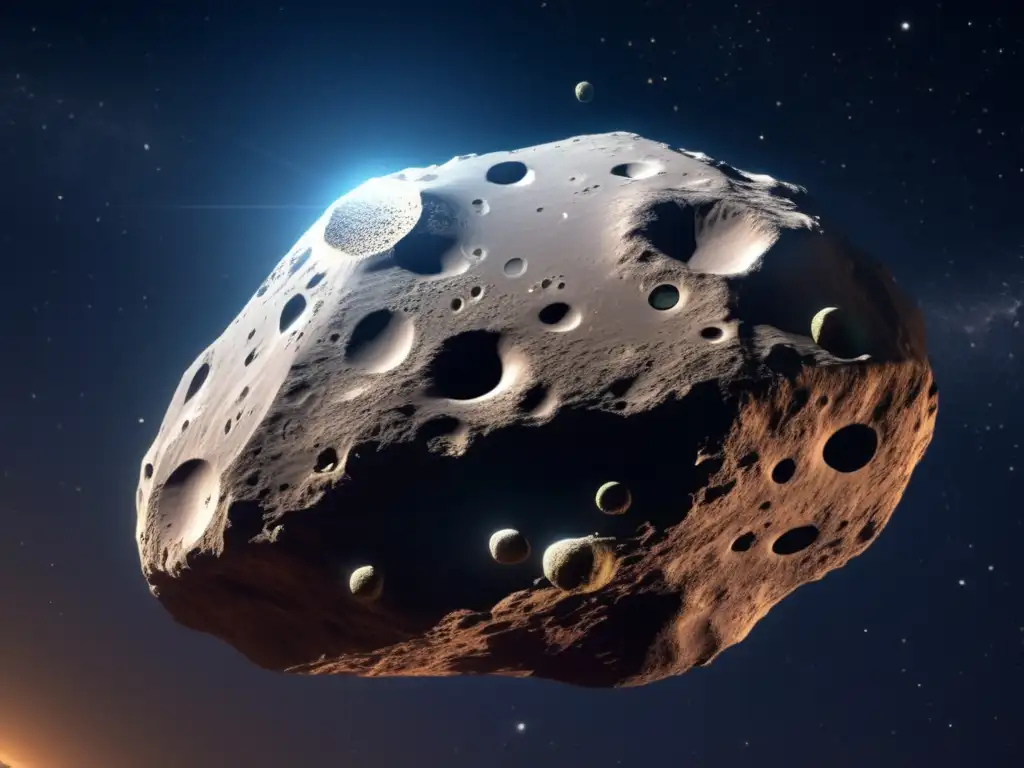 The asteroid's majestic, alien form stands out against the vast black canvas of space