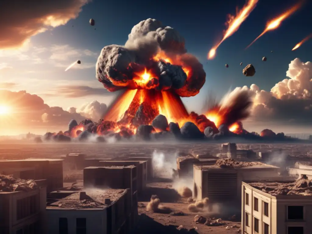 Asteroid Impact on Earth: Photorealistic Image with Explosion, Aftermath, and Destruction