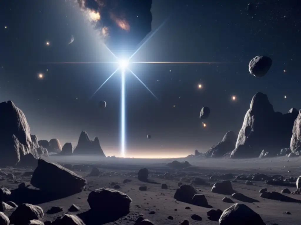 A breathtaking photorealistic portrayal of a halo-shaped asteroid field in space