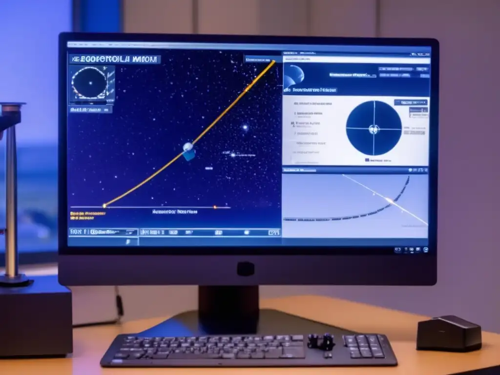 A breathtaking view of an equatorial mount setup with a telescope, tracking motor, and asteroid tracking software