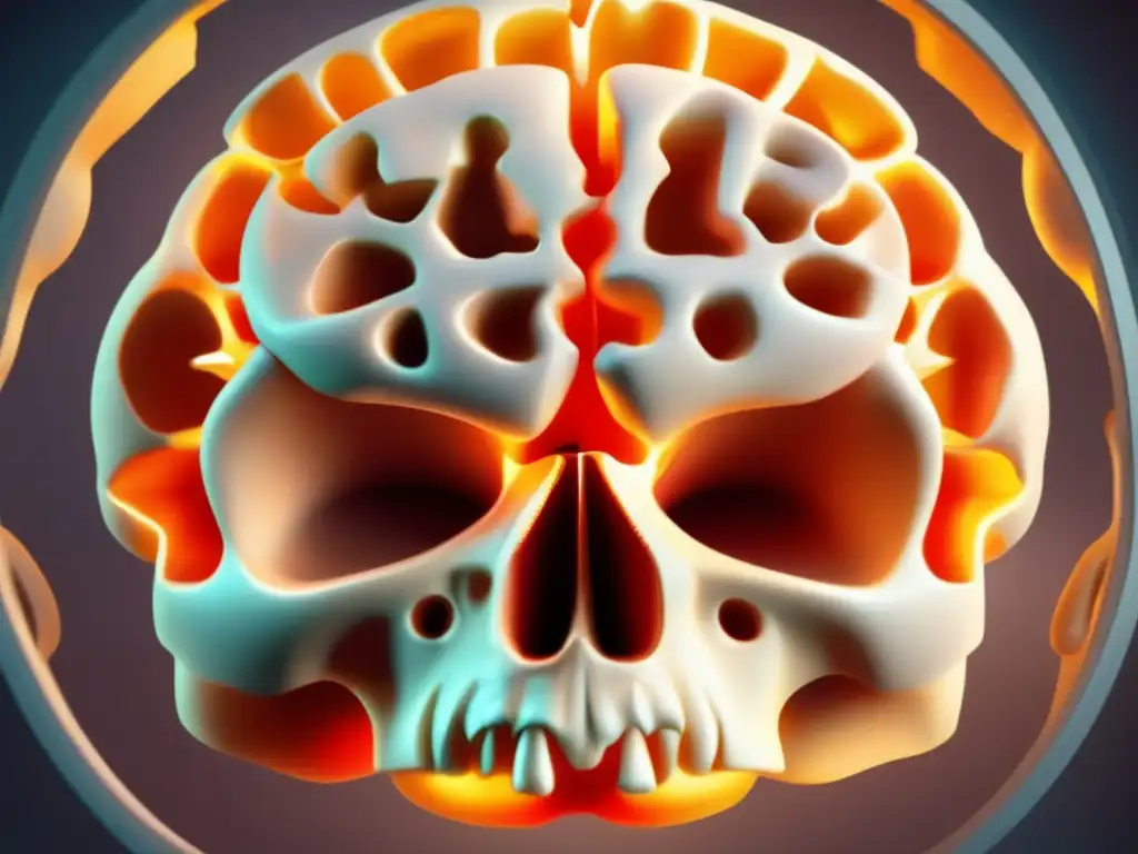 A mind-expanding closeup of a human cranium with an entrance to the brain