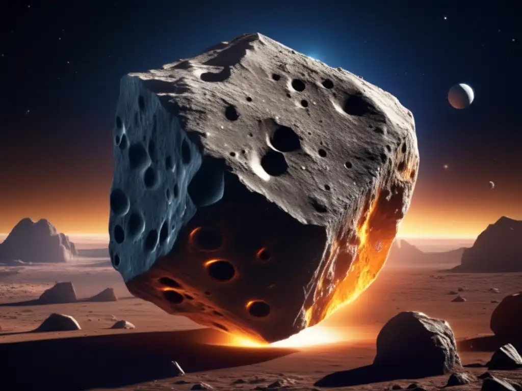 An astonishingly realistic portrayal of asteroid Calliope, displaying its jagged rocky surface in stark contrast against the black expanse of space