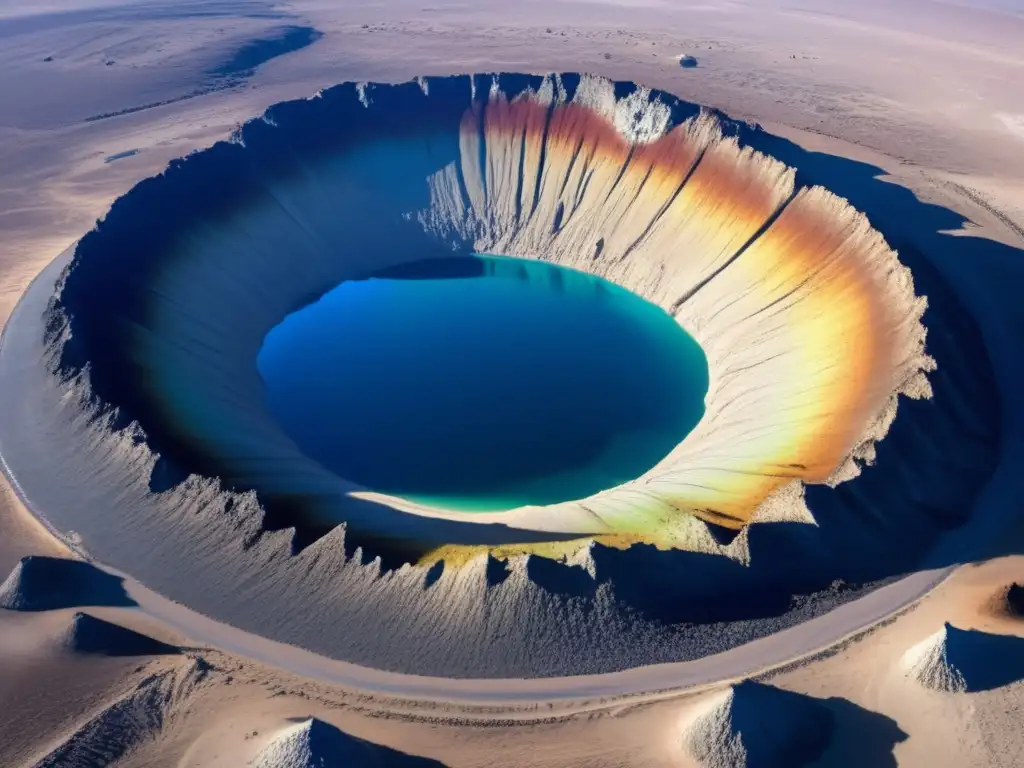 A stunning, eerie closeup of the Chicxulub Crater, with intricate fissures, pits, and deformities exposing its violent history