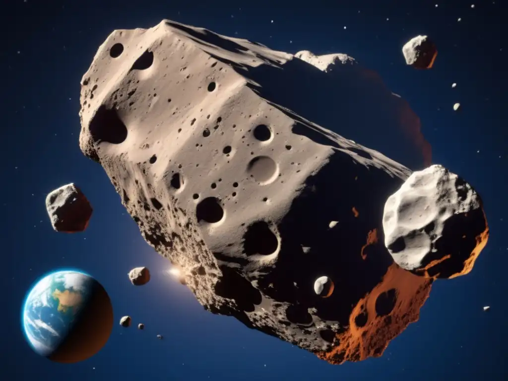 A gripping image of an asteroid collision with Earth, showcasing the rocky texture of the asteroid and tightly packed debris