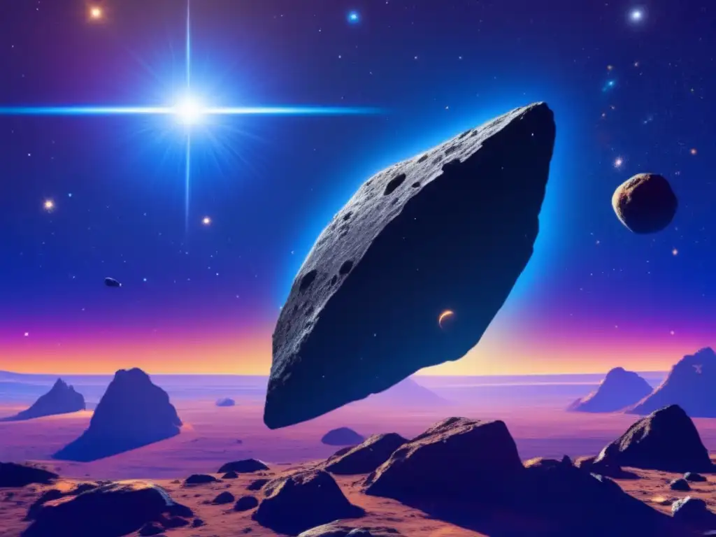 A stunning, deep blue and black cosmic landscape with a bright and shining sun in the background