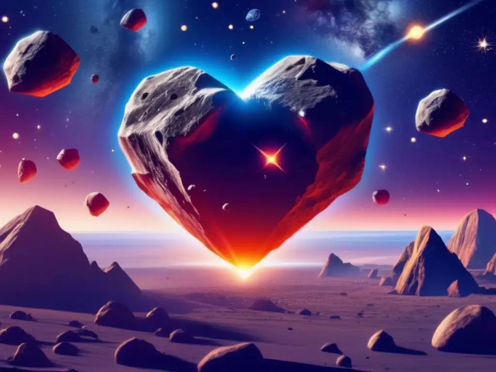 A love story in the cosmos: Two celestial objects connected by asteroids, reflecting the beauty and intensity of the universe