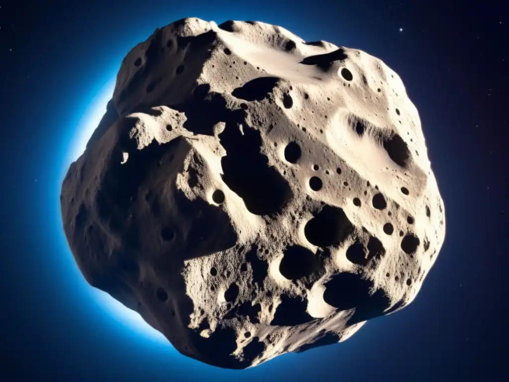 An awe-inspiring photograph of a large asteroid orbiting Earth, captured in lifelike detail