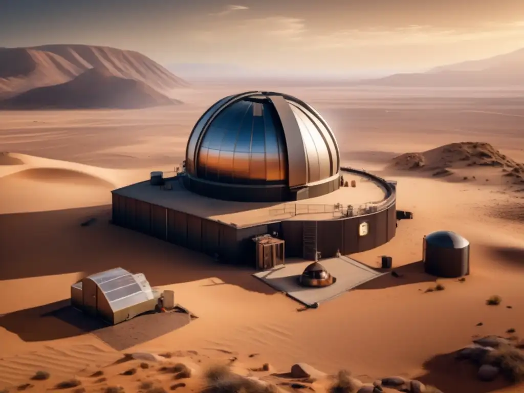 Soaring cameras capture the vast, arid desert's rugged ruggedness - our observatory perched amid its rolling sands, a sentinel to the cosmos above