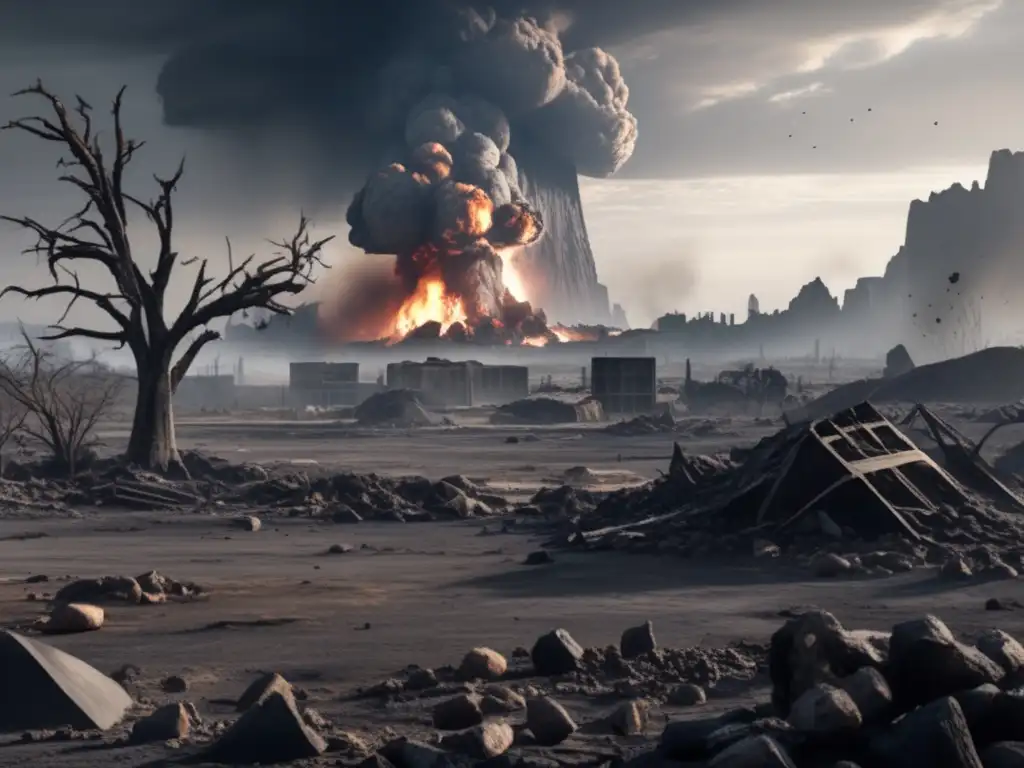 A photorealistic depiction of a barren, post-apocalyptic Earth after a massive asteroid impact