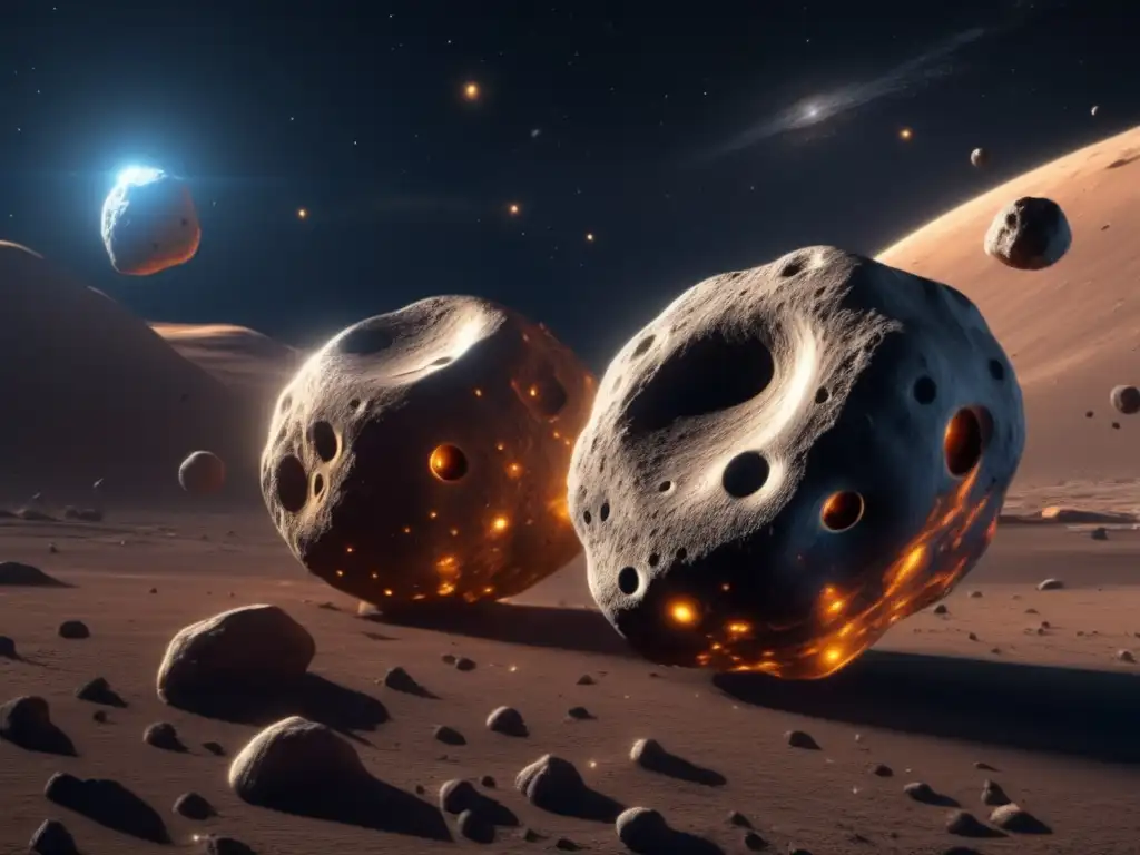 A breathtaking image of two asteroids, reminiscent of Didymion, in a thrilling dance around a sea of celestial objects