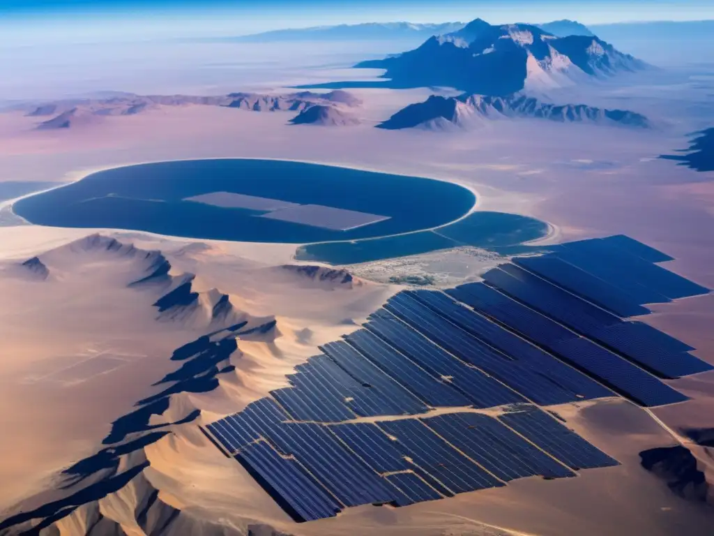 A stunning satellite view of Earth, taken from orbit, showcases a sustainable future through the use of solar panels in asteroid mining operations